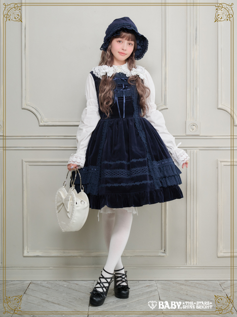 BABY, THE STARS SHINE BRIGHT Velveteen lace frill jumper skirt - Shop