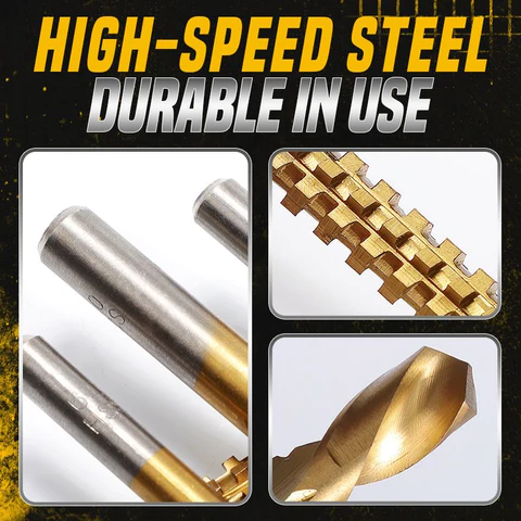 Titanium coated high speed steel serrated drill bits